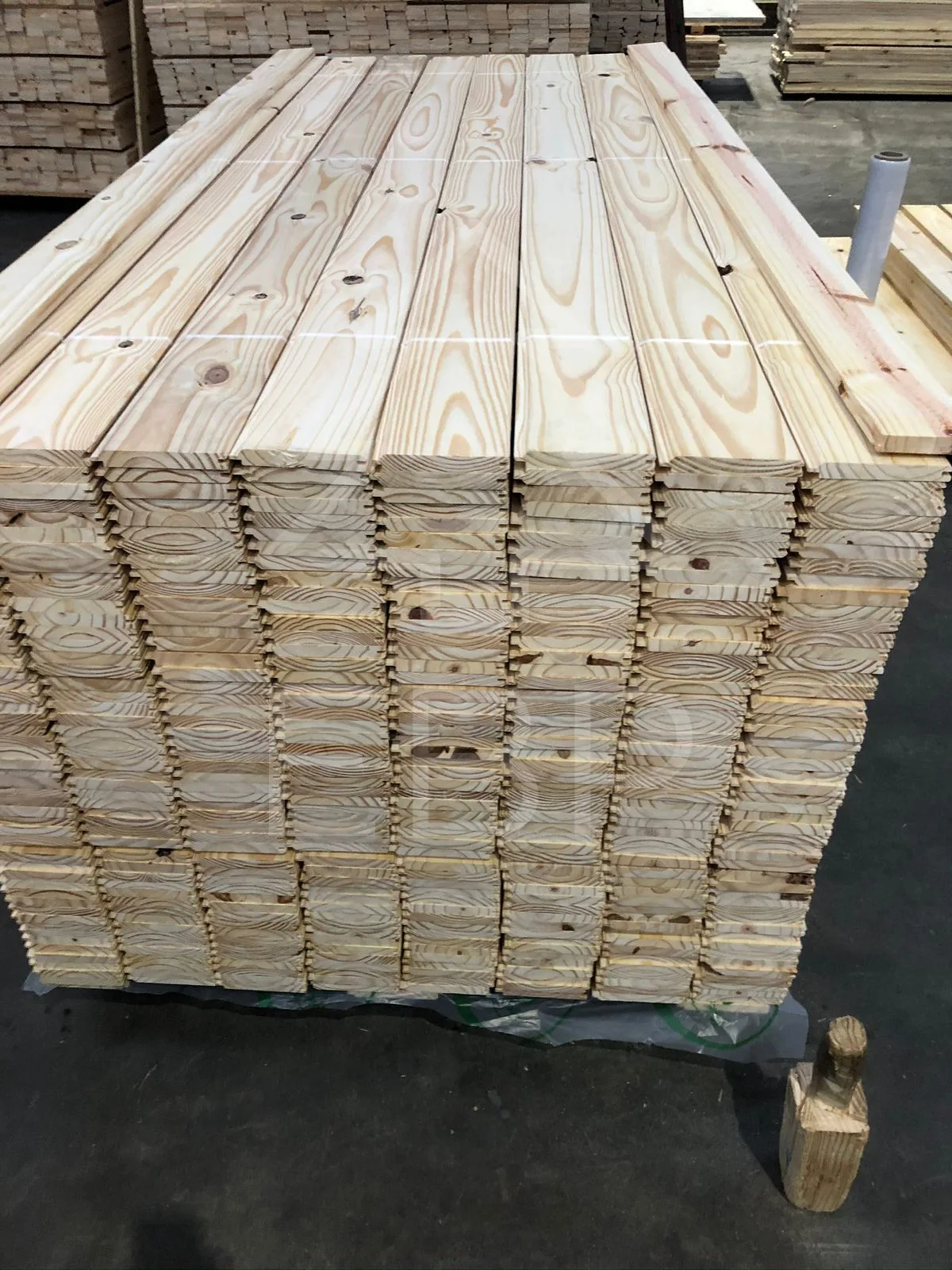 Stacked sawn pine timber